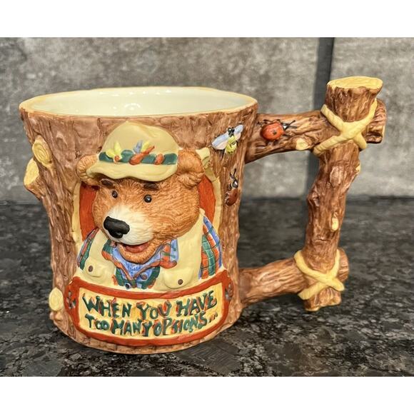 (3) Enesco Moose Creek Crossing 3D Mugs 1995 Go Fishin’, Get Loose, Go Wild - Picture 3 of 14